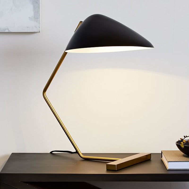 Modern Flare Table Light Metal Desk Lamp - Small Black Curved Arm 1 Bulb