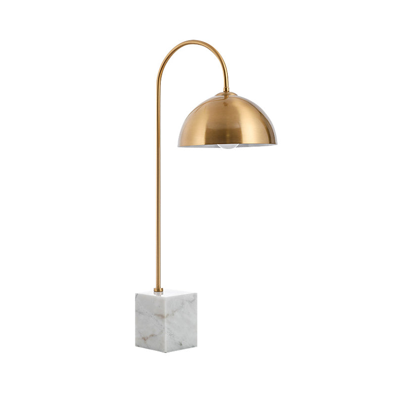 Modern Metal Table Lamp With Brass Finish And White Marble Base