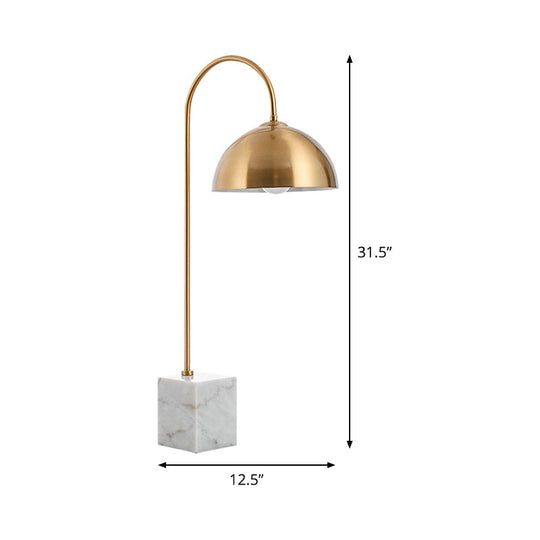 Modern Metal Table Lamp With Brass Finish And White Marble Base