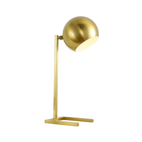 Modernist Metal Spherical Book Light In Gold - Study Task Lighting 1 Bulb