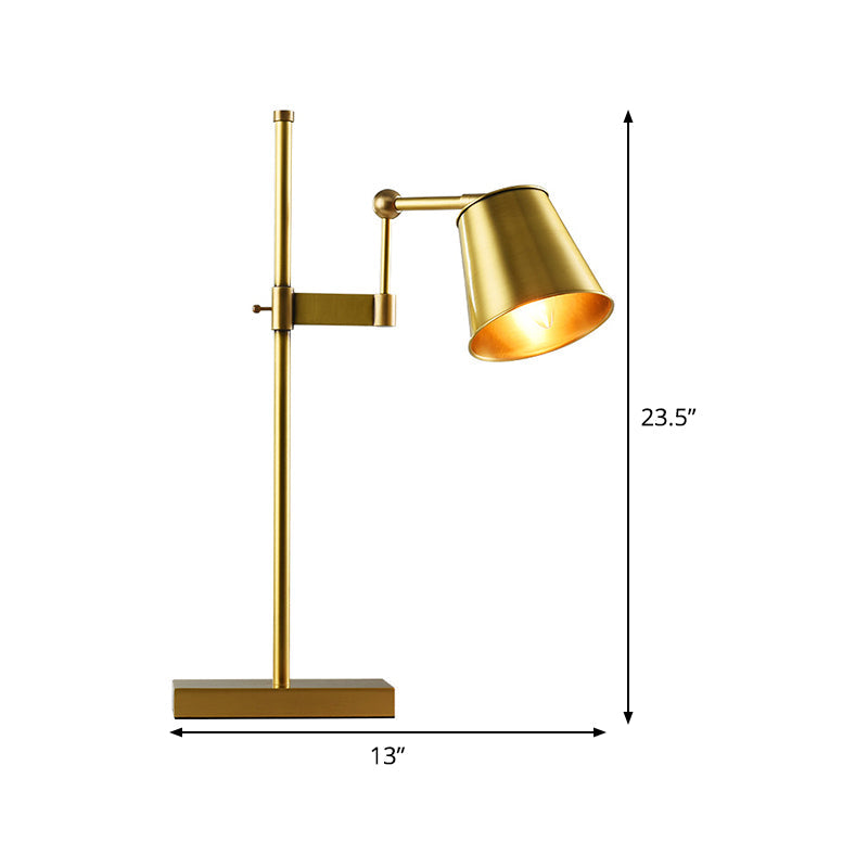 Wide Flare Metal Table Lamp With Swing Arm - Modern Brass Nightstand Light