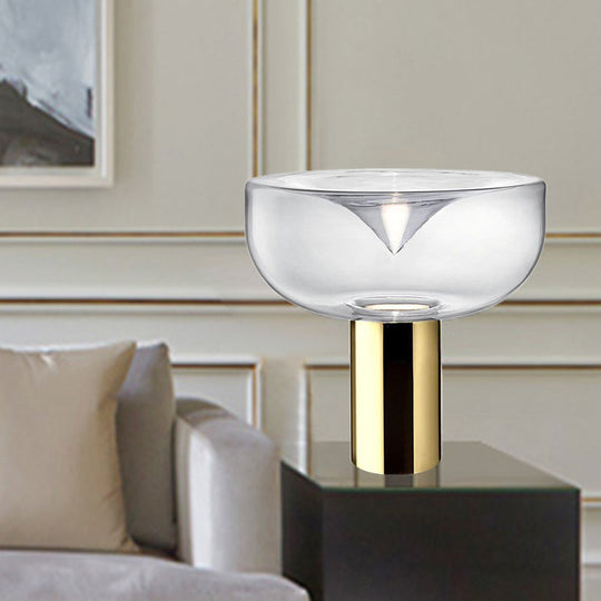 Modern Gold Desk Lamp With Clear Glass Shade - Ideal For Living Rooms Reading And More!