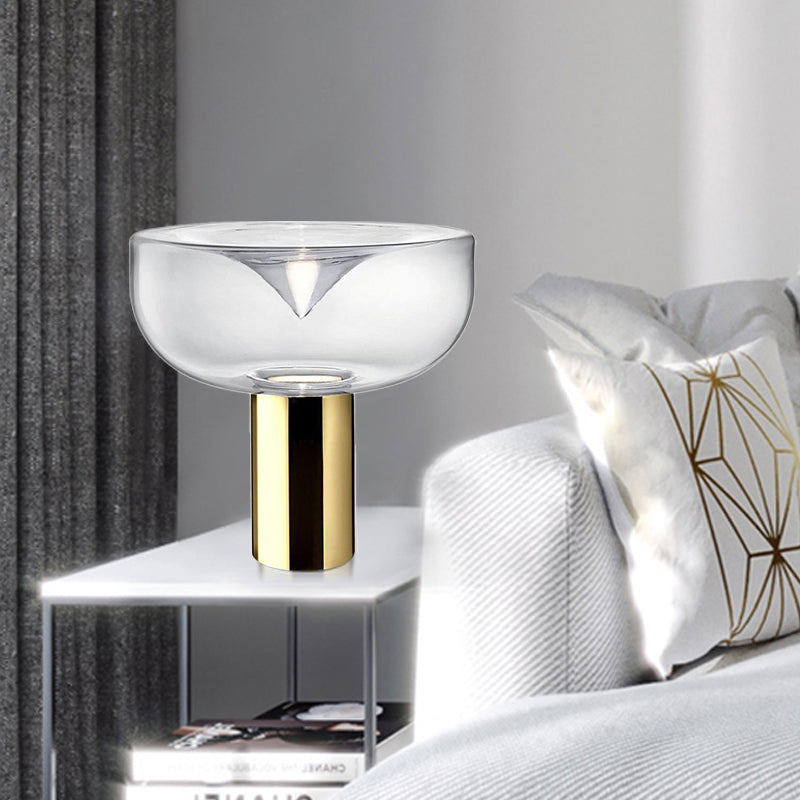 Modern Gold Desk Lamp With Clear Glass Shade - Ideal For Living Rooms Reading And More!