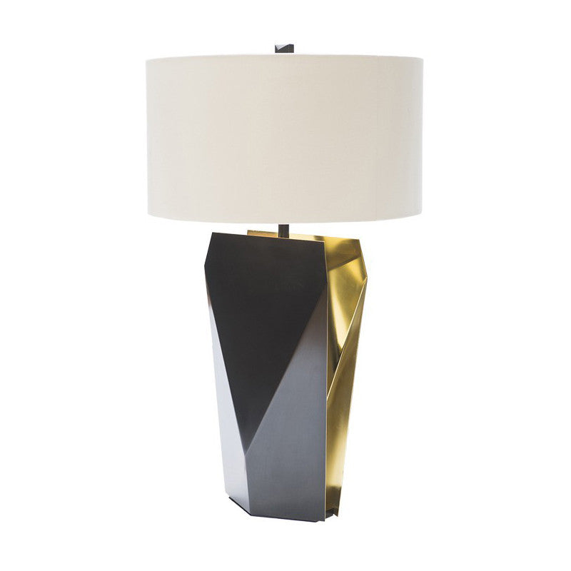 Black Cylinder Small Desk Lamp With Fabric Shade - Contemporary 1 Bulb Task Lighting