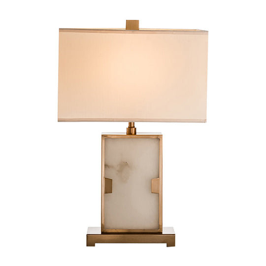 Modern White Rectangular Desk Lamp With Gold Metal Base