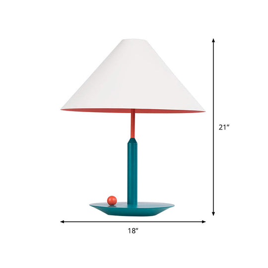 Modern Tapered Task Light - White 1-Head Desk Lamp With Green Metal Base