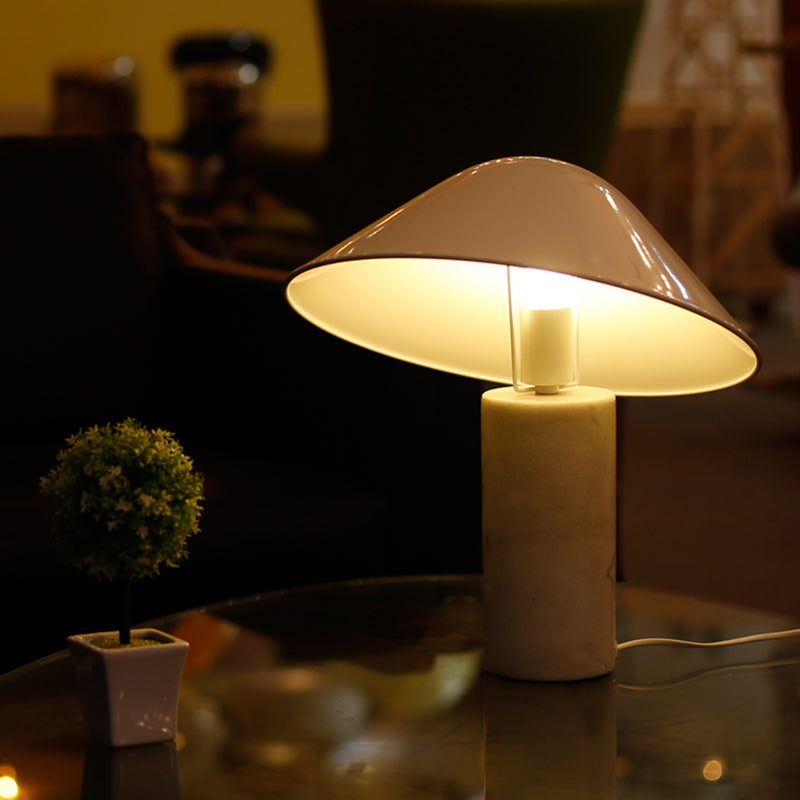 Modern White Desk Lamp With Wide Flare Metal Shade Perfect For Living Room Tasks