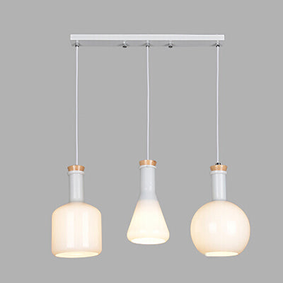 Opal Glass Triple Pendant Light Fixture - Modern Hanging Lamp With Multi-Light Design And Elegant