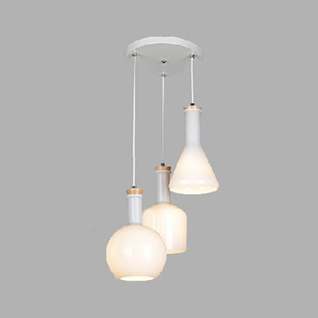 Opal Glass Triple Pendant Light Fixture - Modern Hanging Lamp With Multi-Light Design And Elegant