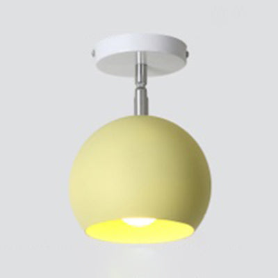 Macaron Blue/Pink Ceiling Lamp: 1-Light Semi-Flush Mount with Rotatable Balcony Design - Metallic Shade