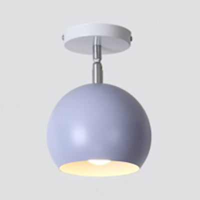 Macaron Blue/Pink Ceiling Lamp: 1-Light Semi-Flush Mount with Rotatable Balcony Design - Metallic Shade