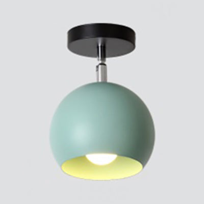 Macaron Blue/Pink Ceiling Lamp: 1-Light Semi-Flush Mount with Rotatable Balcony Design - Metallic Shade