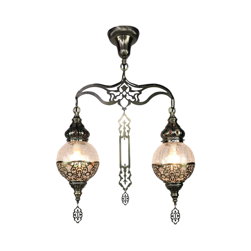 Traditional Clear Glass Ceiling Lamp: Globe/Gourd Design 2 Heads Living Room Lighting