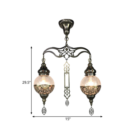 Traditional Clear Glass Ceiling Lamp: Globe/Gourd Design 2 Heads Living Room Lighting