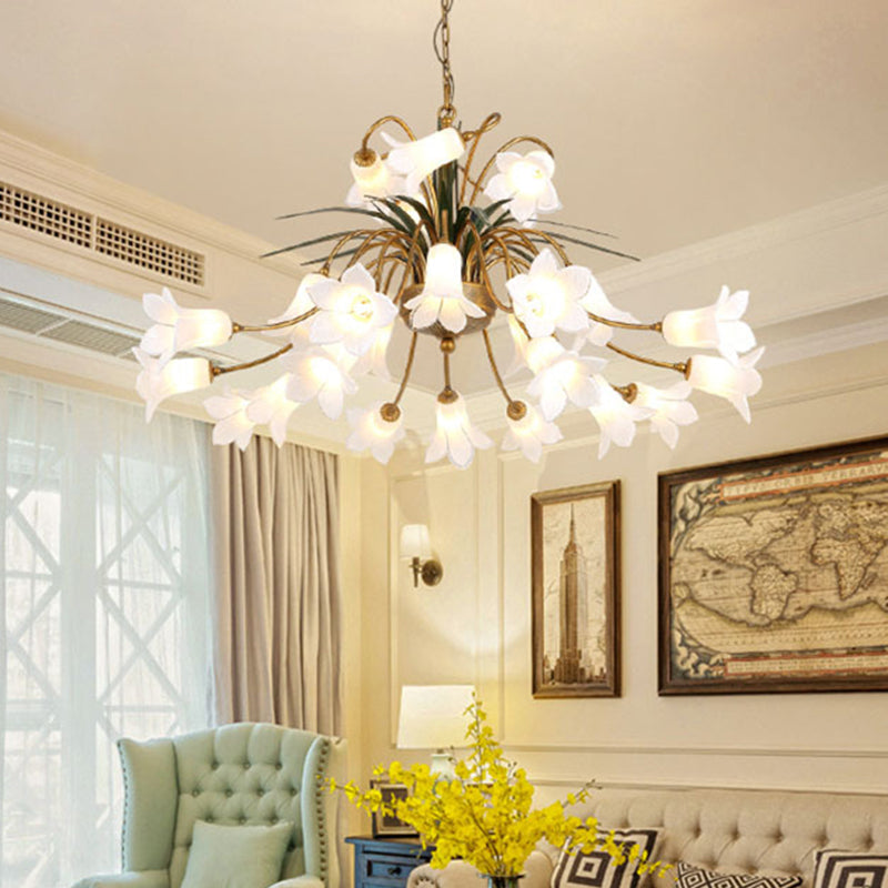 Romantic Metal Tulip/Lily Chandelier Light Fixture - 25-Light Led Ceiling Pendant In Brass For