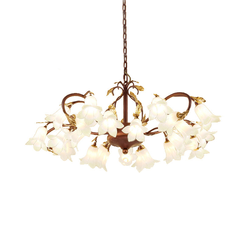 Pastoral Style Metal Chandelier Light - Tulip/Lily 25-Bulb Led Pendant Lamp In Brass For Living Room