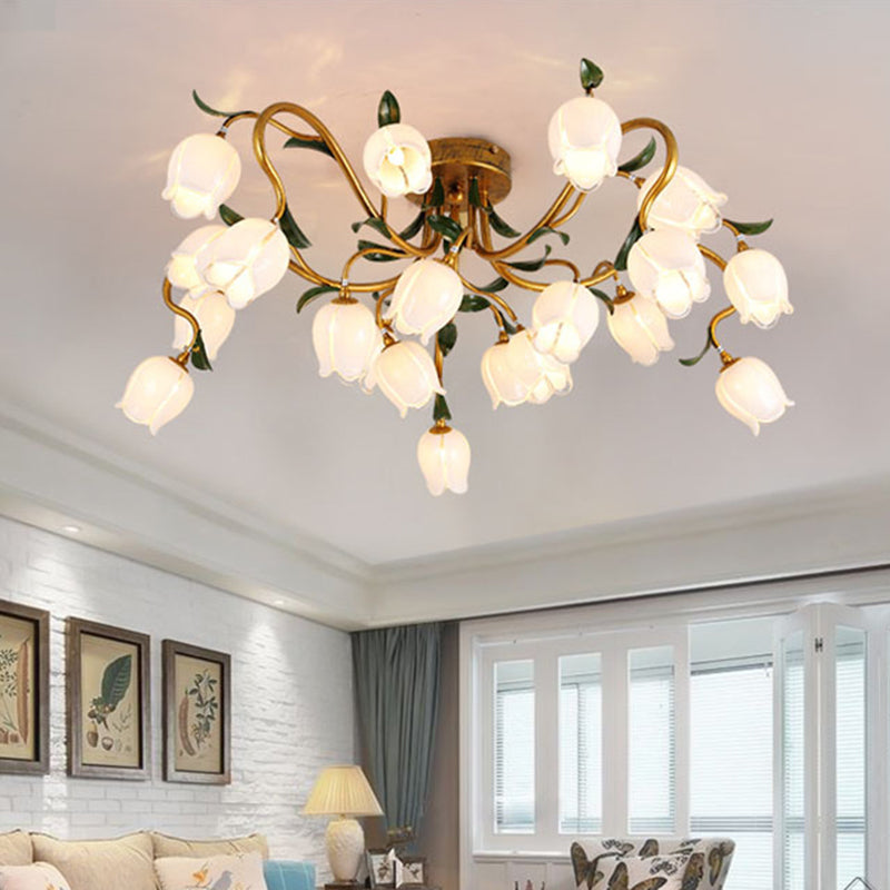 Stunning Starburst Ceiling Light Fixture - Rustic Brass Metal Led Flower Semi Flush Mount Lighting