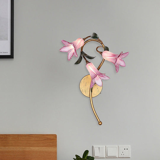 Lily Metal Sconce Lamp - Romantic Led Wall Mounted Light Fixture In White/Pink Pink