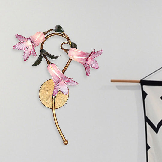 Lily Metal Sconce Lamp - Romantic Led Wall Mounted Light Fixture In White/Pink