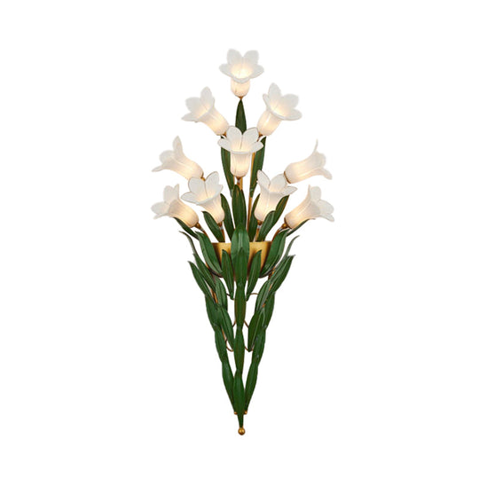 Pastoral Style Metal Lily Led Wall Mount Light With Gold Finish - 3/6/10 Lights Ideal For Living