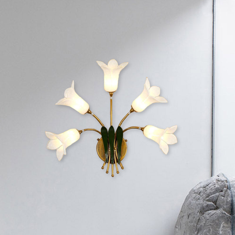 American Garden Bedroom Led Wall Sconce With Frosted Glass Shade - Gold