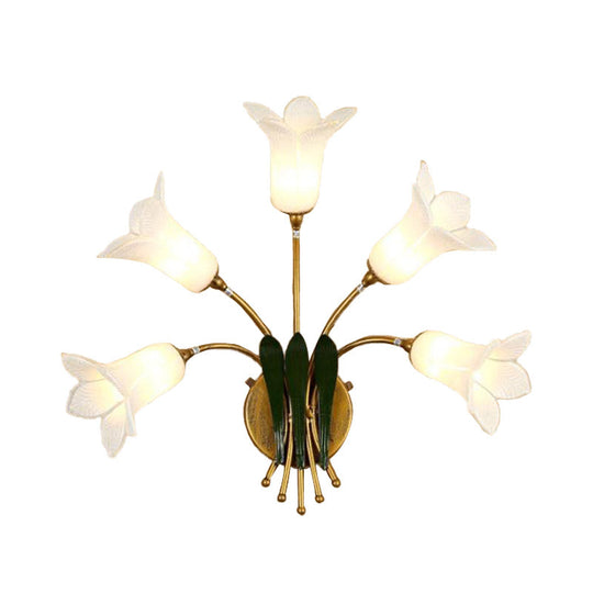 American Garden Bedroom Led Wall Sconce With Frosted Glass Shade - Gold