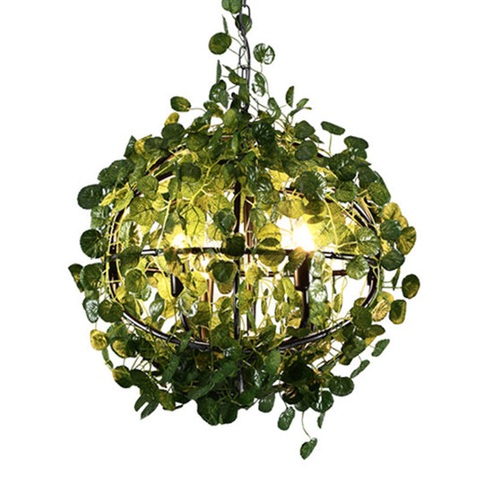 Industrial Metal 4-Head Green Orb Chandelier Pendant Light - Led Plant Hanging Lamp Sizes: