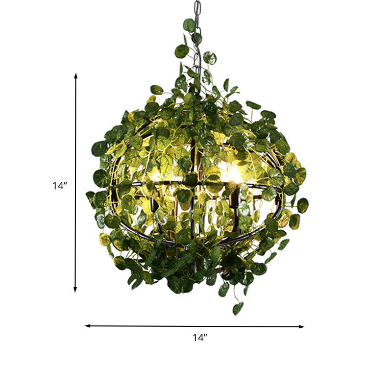 Industrial Metal 4-Head Green Orb Chandelier Pendant Light - Led Plant Hanging Lamp Sizes: