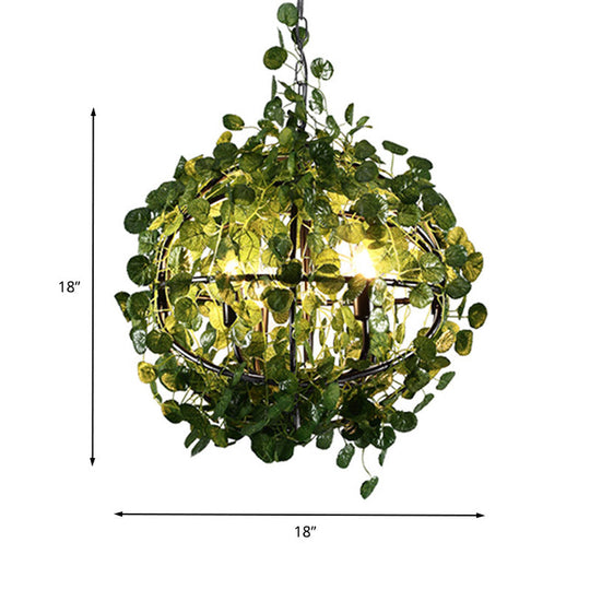 Industrial Metal 4-Head Green Orb Chandelier Pendant Light - Led Plant Hanging Lamp Sizes: