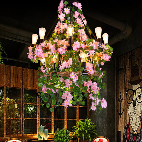 Victoria - Industrial 2-Layer Ceiling Chandelier: Metal LED Flower Hanging Light