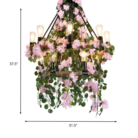 Victoria - Industrial 2-Layer Ceiling Chandelier: Metal LED Flower Hanging Light