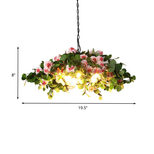 Retro Blossom Metal Chandelier - Green LED Ceiling Lamp, 3 Lights, Restaurant Lighting - Sizes: 16"/19.5"/23.5