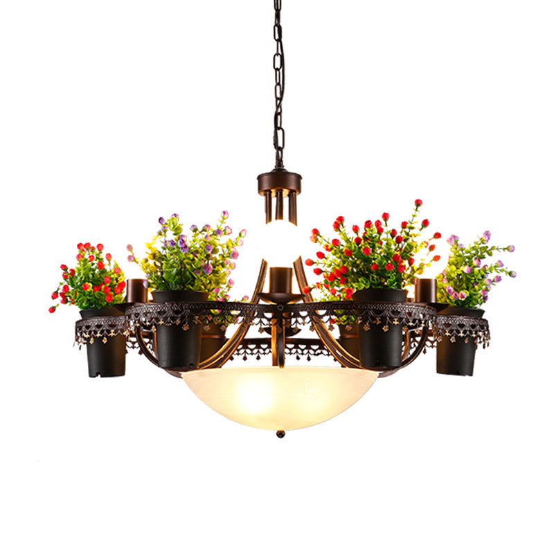 Industrial Black Metal Led Flower Pendant Light With 9 Lights - Perfect For Restaurants