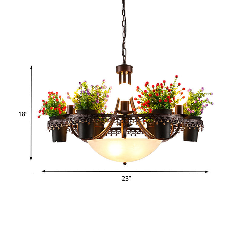 Industrial Black Metal Led Flower Pendant Light With 9 Lights - Perfect For Restaurants