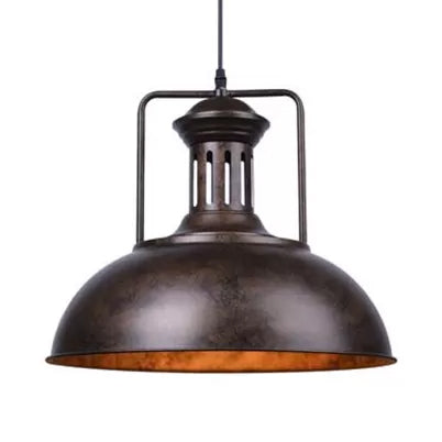 Industrial Stylish Domed Pendant Light in Aged Silver - 13"/16" Wide - Ideal for Dining Room