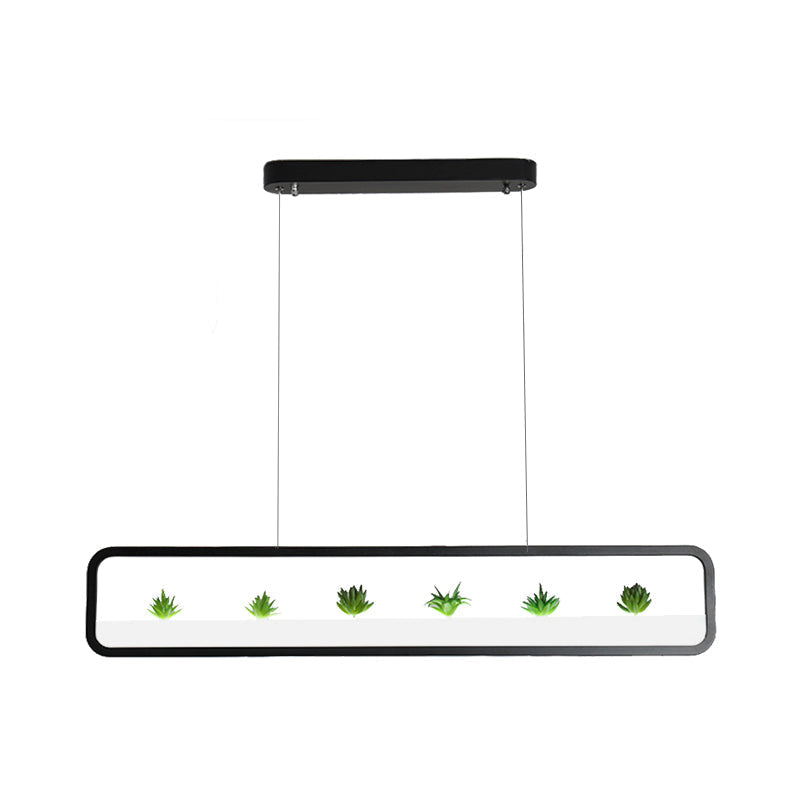 Modern Rectangular Acrylic Island Chandelier - Led Dining Room Ceiling Light (27.5/39 Long)