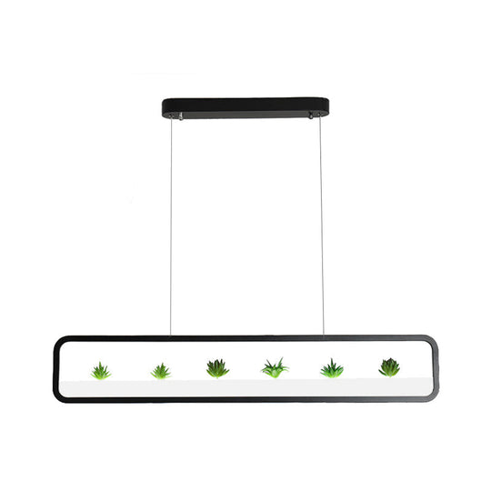 Modern Rectangular Acrylic Island Chandelier - Led Dining Room Ceiling Light (27.5/39 Long)