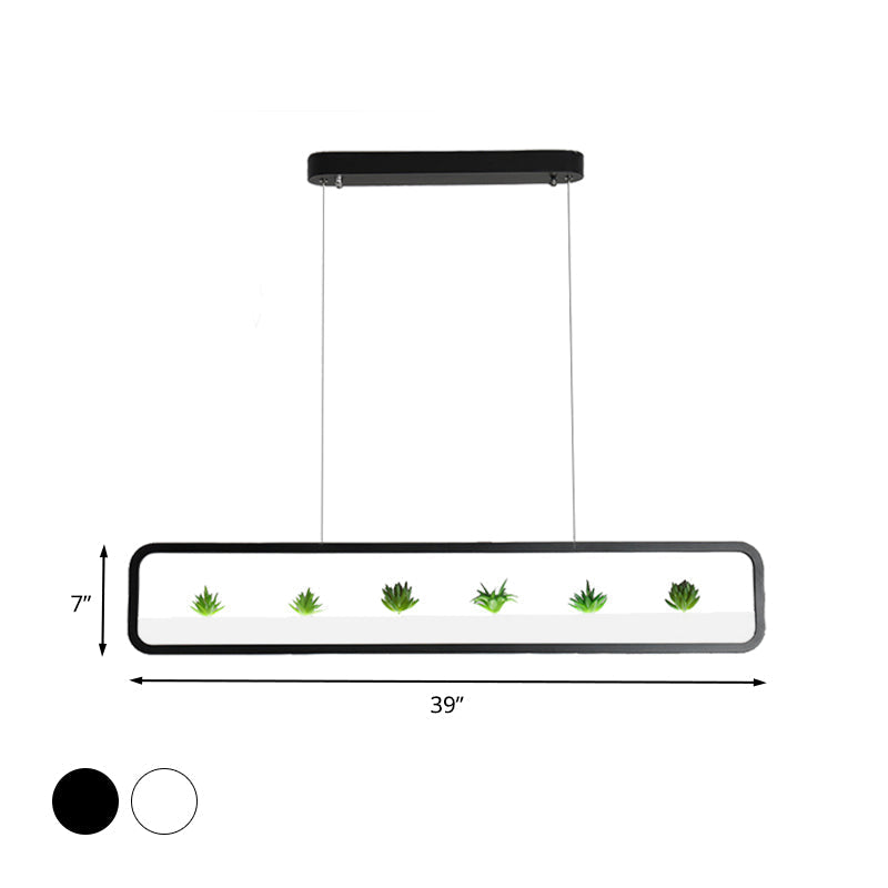 Modern Rectangular Acrylic Island Chandelier - Led Dining Room Ceiling Light (27.5/39 Long)