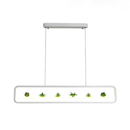 Modern Rectangular Acrylic Island Chandelier - Led Dining Room Ceiling Light (27.5/39 Long)