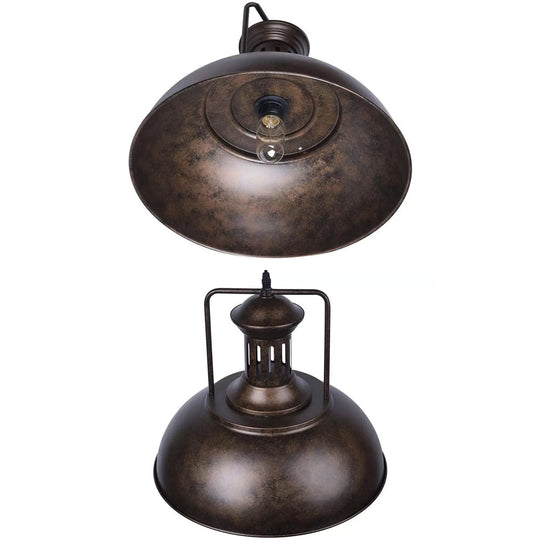 Industrial Stylish Domed Pendant Light in Aged Silver - 13"/16" Wide - Ideal for Dining Room