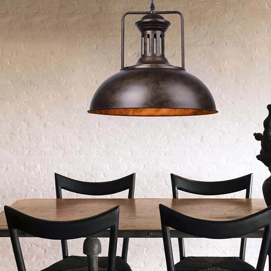 Industrial Stylish Domed Pendant Light in Aged Silver - 13"/16" Wide - Ideal for Dining Room