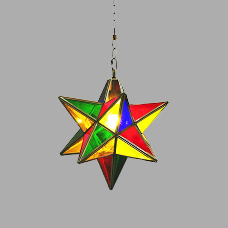 Green Metal Star Shape Pendant Light - Traditional 1-Head Suspension Lamp