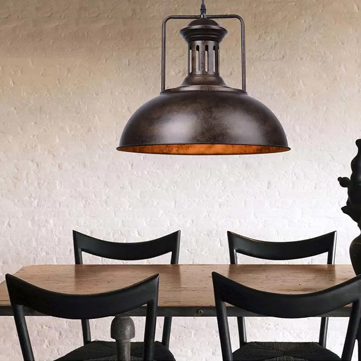 Industrial Domed Pendant Light - 1 Metal In Aged Silver For Dining Room Bronze / 16