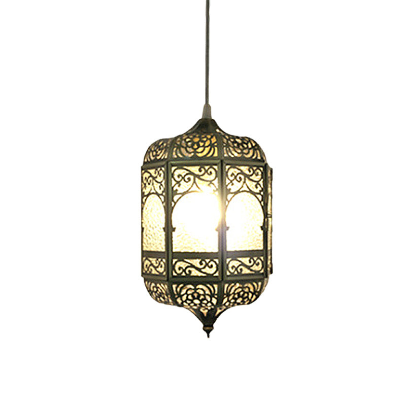 Antiqued Brass Barrel Pendant Light With 1 Bulb - Stylish Ceiling Fixture For Corridor