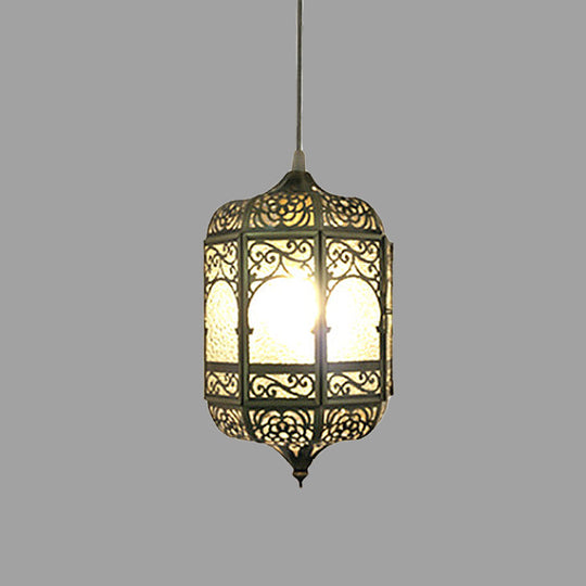 Antiqued Brass Barrel Pendant Light With 1 Bulb - Stylish Ceiling Fixture For Corridor