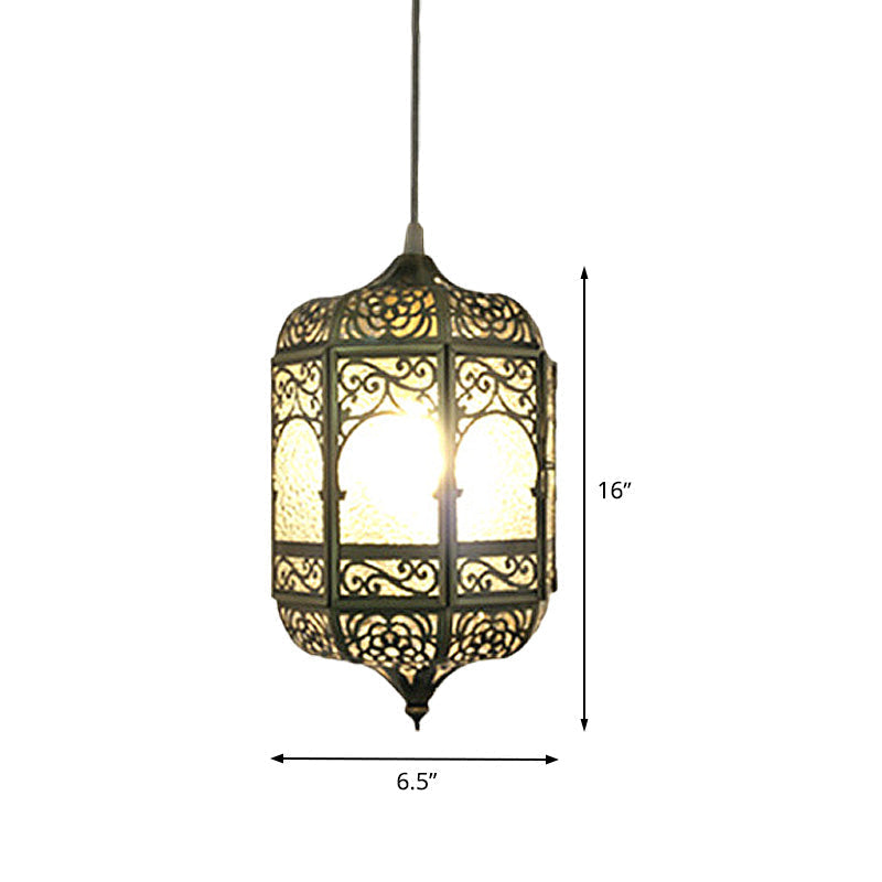 Antiqued Brass Barrel Pendant Light With 1 Bulb - Stylish Ceiling Fixture For Corridor