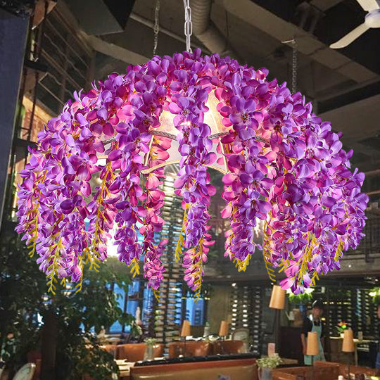 Industrial 1-Light Purple Metal Pendant Led Ceiling Lamp For Restaurants