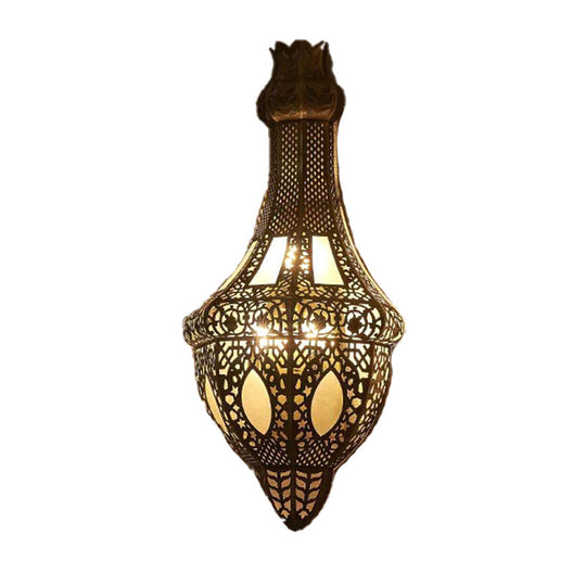 Brass Arab Vase Wall Sconce Lamp - 2 Bulb Antique Metal Light Fixture