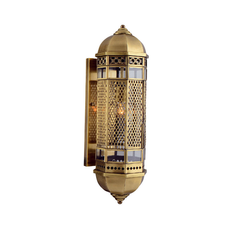 Hollow Out Arab Style Sconce: 1-Head Brass Wall Lamp For Stairs