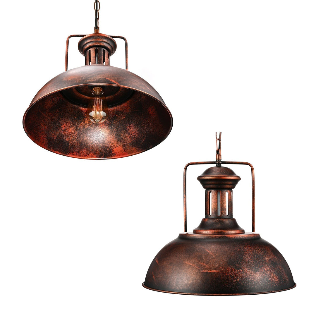 Industrial Domed Pendant Light - 1 Metal In Aged Silver For Dining Room